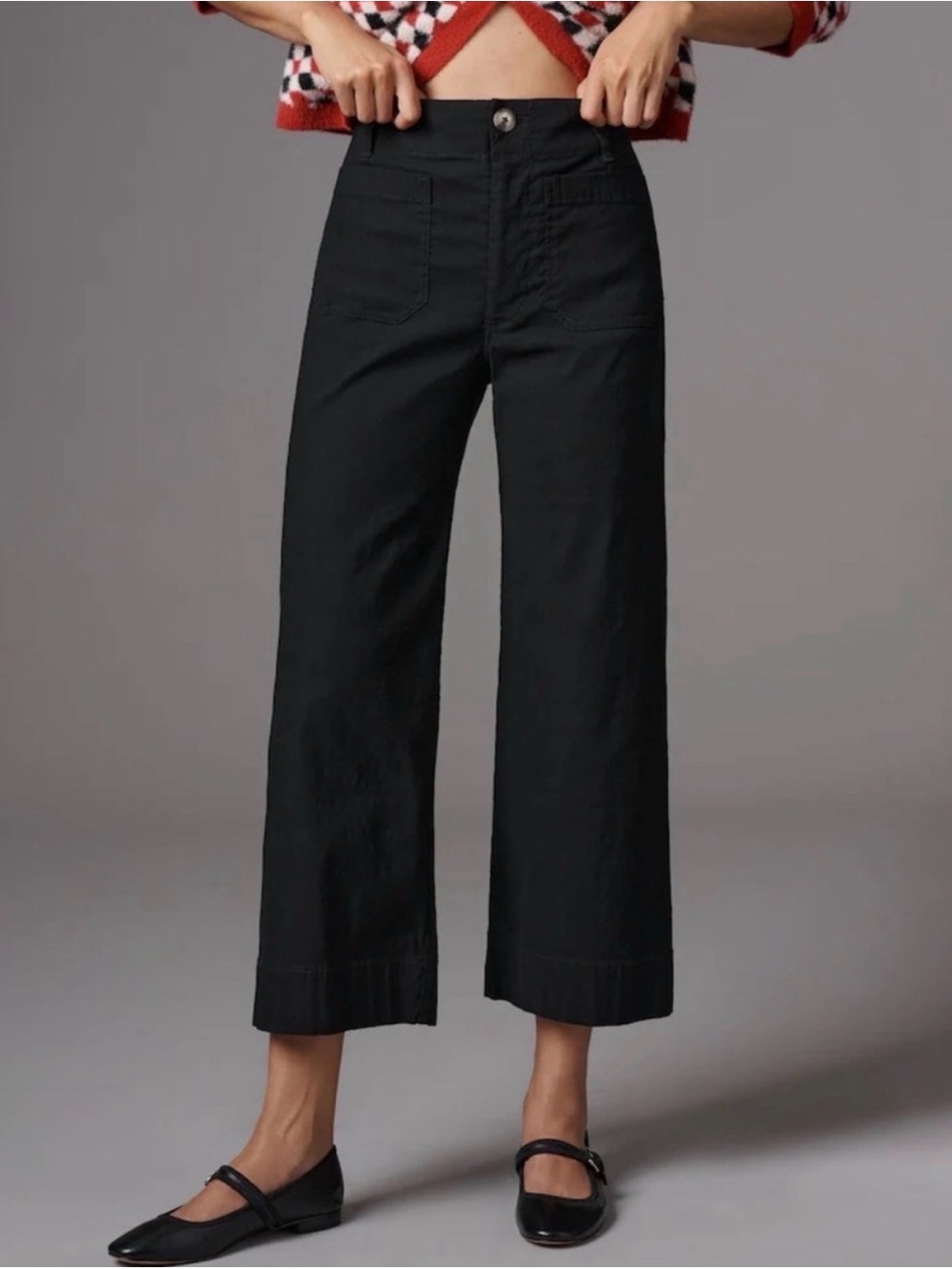 Maeve The Collette cropped wide leg linen blend, size 26